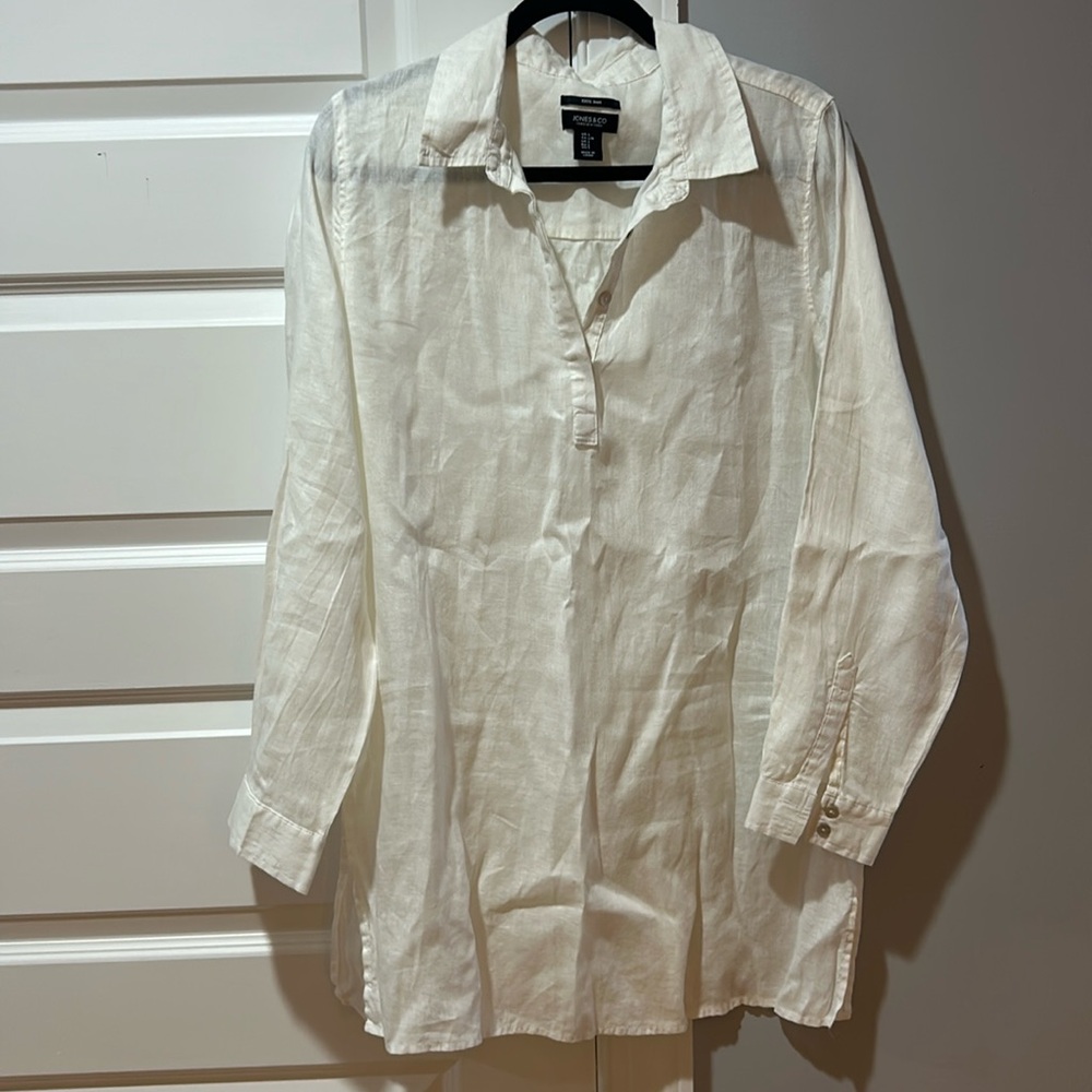 Jones & CO Jones New York Women’s White Linen Tunic Size L